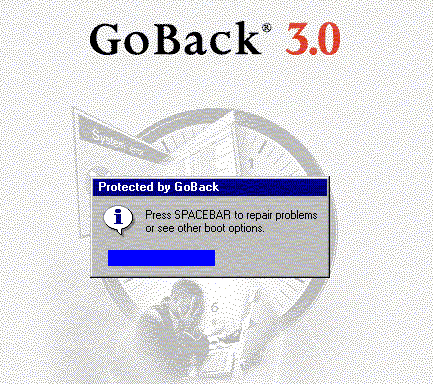GoBack repair screens display a moment before Windows loads