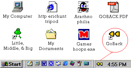 GoBack can be launched from the desktop or system tray
